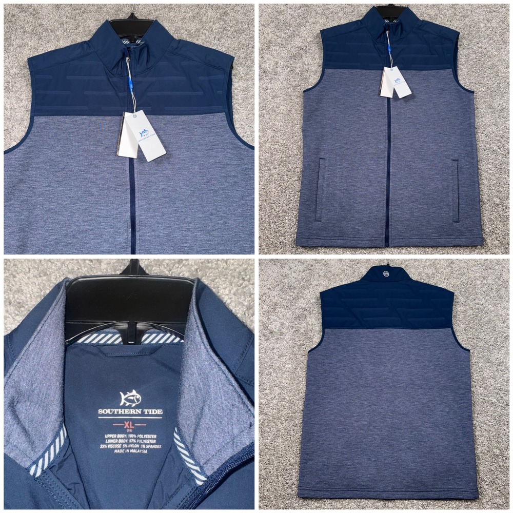 Southern Tide Kids Coligny Quilted Vest Dress Blue XL Boys Lightweight NEW